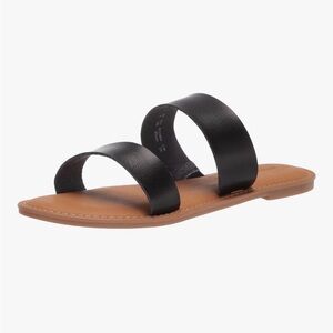 Amazon Essentials Black and Tan Slide Sandals